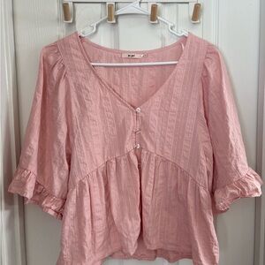 Mi Ami Blush Pink Cotton Peplum Top